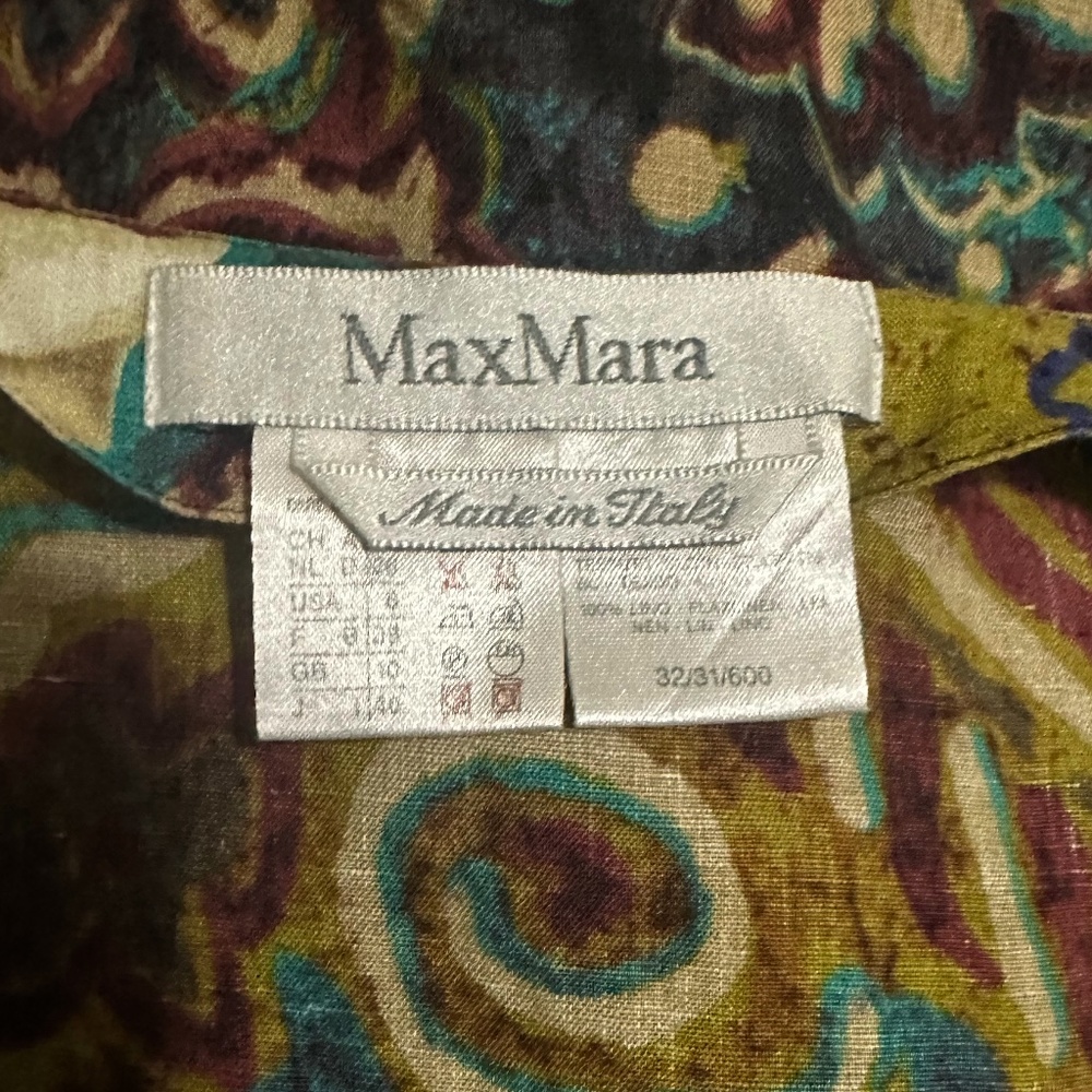 Maxmara Floral Linen Button Down Short Sleeve Top - image 3